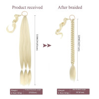 Coada de par pentru impletituri, Blond Foarte Deschis, 70 cm